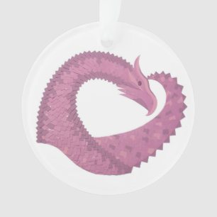 Adorno El dragón del corazón malva sobre blanco
