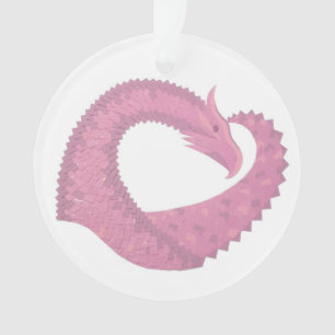 Adorno El dragón del corazón rosado en blanco