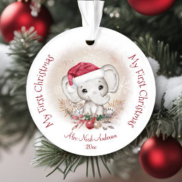 Adorno El elefante lindo bebé primer niño de Navidad acrí
