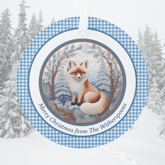 Adorno El encantador Fox en los Navidades de Gingham de B (Subido por el creador)
