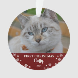Adorno El gato lindo primero copos de nieve de Navidad fo