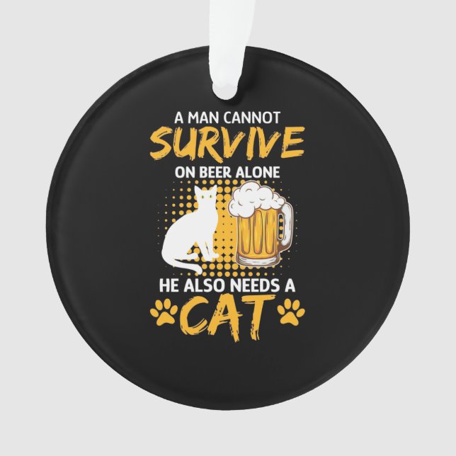 Adorno El Gato Pertenece A Un Hombre Con Cerveza Y Gato (Anverso)