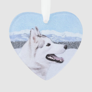 Adorno El Husky Siberiano (Plata y Blanco) Pintura de art