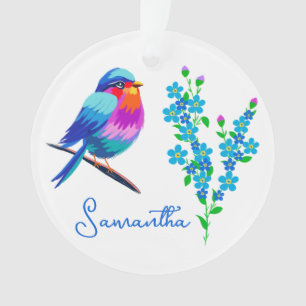 Adorno El pájaro azul me olvida no las flores 70 años