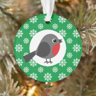 Adorno El Personalizado Robin con las copas de nieve