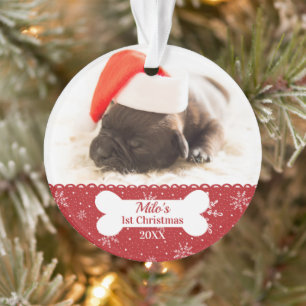 Adorno El primer fotomontaje simple de Navidad de perro