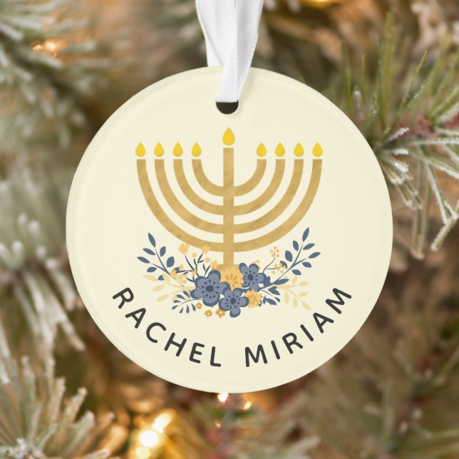 Adorno El primer Hanukkah del bebé azul y oro | Keepsake  (Árbol)