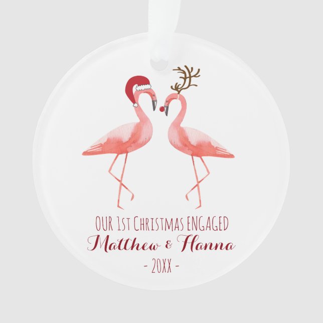 Adorno El primer navidad dedicó o casó flamencos (Anverso)