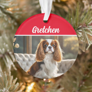 Adorno El rey Charles Spaniel con Navidades de nombre y f