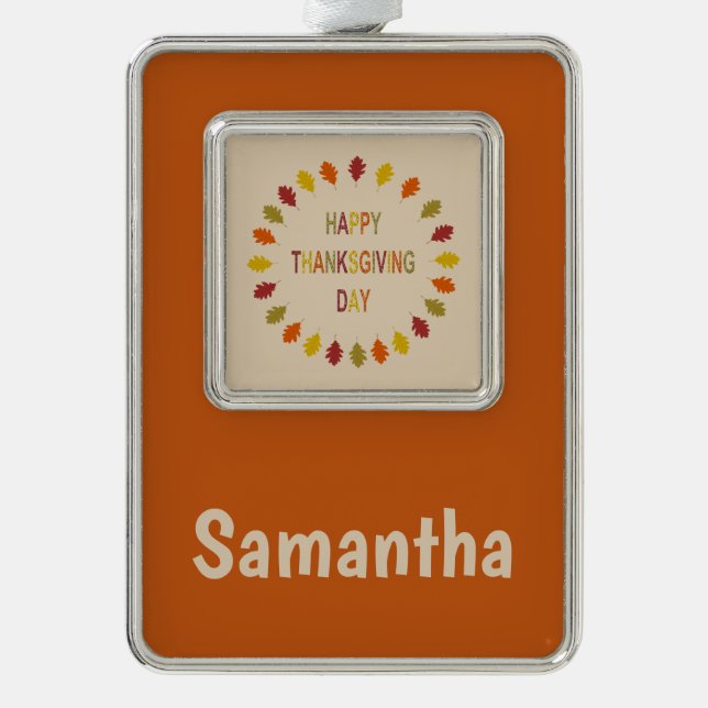 Adorno El roble de Acción de Gracias deja nombre personal (Anverso)