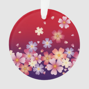 Adorno El Sakura florece en un Keepsake rojo y morado per