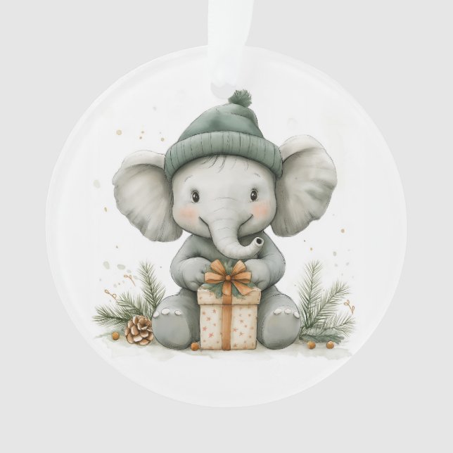Adorno Elefante bebé de la serie de Navidades de animales (Anverso)