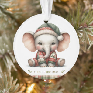 Adorno Elefante bebé en tejido navideño