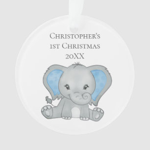 Adorno Elefante de bebé personalizado azul Navidad de beb
