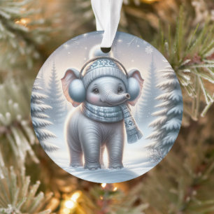 Adorno Elefante de Día de Nieve Acogedor