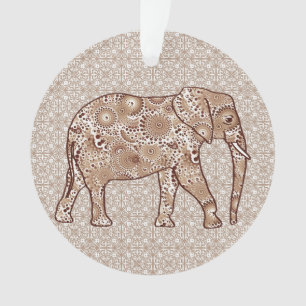 Adorno elefante de remolino fractal - marrón y taupe