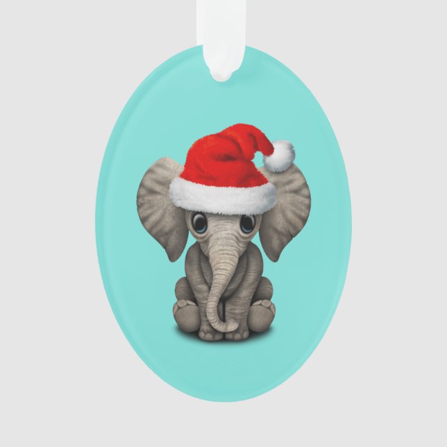 Adorno Elefante del bebé que lleva un gorra de Santa (Anverso)