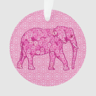 Adorno Elefante flor - rosa fucsia
