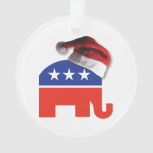 Adorno Elefante republicano con un Gorra de Santa Claus