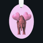 Adorno Elefante rosa romántico<br><div class="desc">el color de fondo se puede cambiar: PERSONALIZAR IT - EDIT - BACKGROUND se ve muy dulce con orejas tan grandes reemplazadas por corazones feliz Día de Apreciación del Elefante</div>