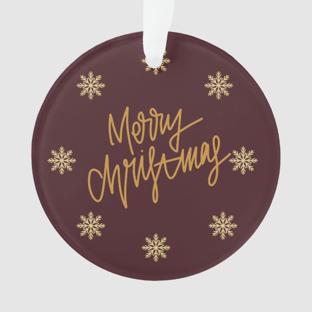 Adorno Elegant Burgundy & Gold Merry Christmas Ornament (Anverso)