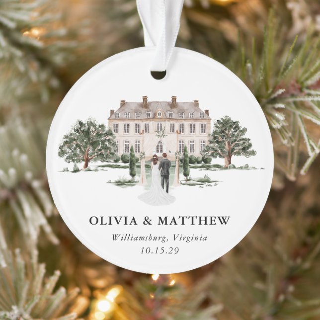 Adorno Elegant Country Manor Wedding Photo Keepsake  (Árbol)