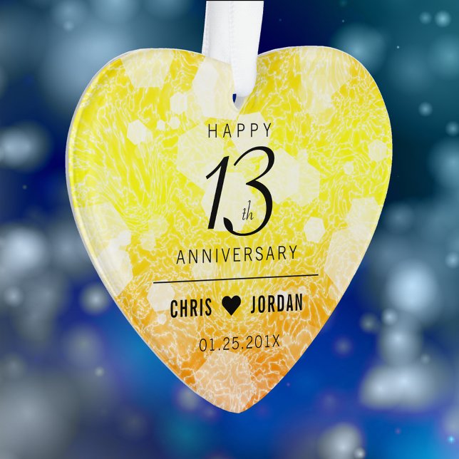 Adorno Elegante 13° Aniversario del Boda de la Citrina (Elegant 13th Citrine Wedding Anniversary Acrylic Ornament Cover Photo.)