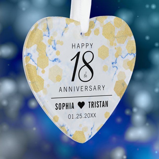 Adorno Elegante 18º Aniversario Boda de Porcelana Acrílic (Elegant 18th Porcelain Wedding Anniversary Acrylic Ornament Cover Photo.)