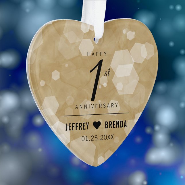 Adorno Elegante 1er aniversario de Boda de papel (Elegant 1st Paper Wedding Anniversary Acrylic Ornament Cover Photo.)