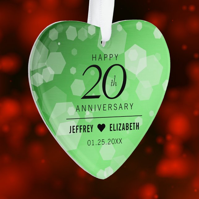 Adorno Elegante 20° Aniversario del Boda Esmeralda (Elegant 20th Emerald Wedding Anniversary Acrylic Ornament Cover Photo.)
