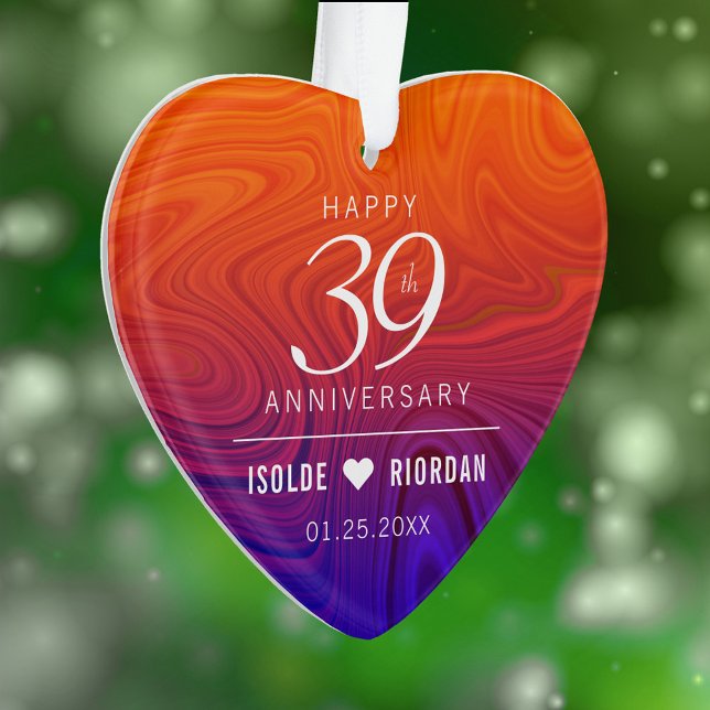 Adorno Elegante 39° Aniversario del Boda Agate (Elegant 39th Agate Wedding Anniversary Acrylic Ornament Cover Photo.)
