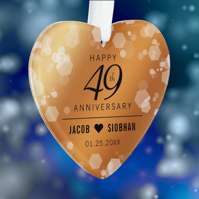 Adorno Elegante acrílico 49 aniversario de Boda de cobre (Elegant 49th Copper Wedding Anniversary Acrylic Ornament Cover Photo.)