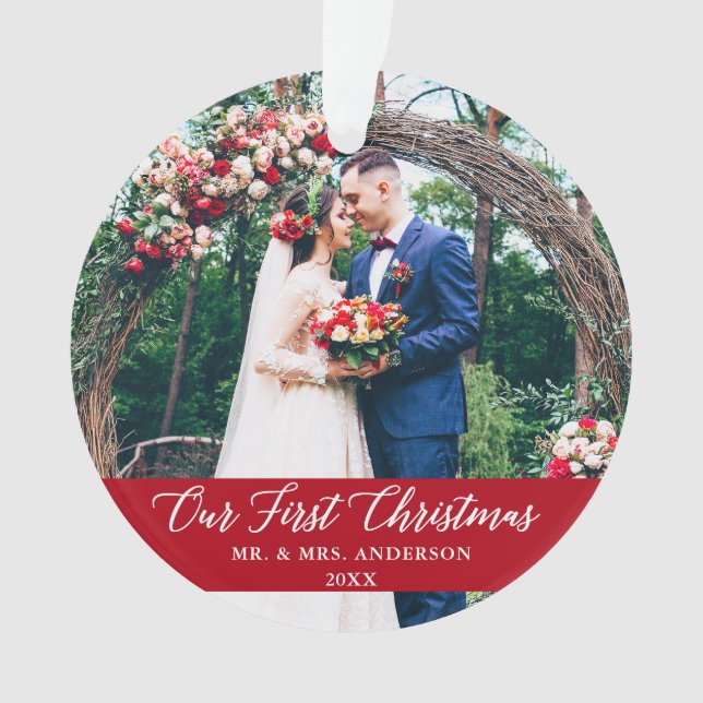 Adorno Elegante caligrafía Nuestra primera foto roja de N (Anverso)