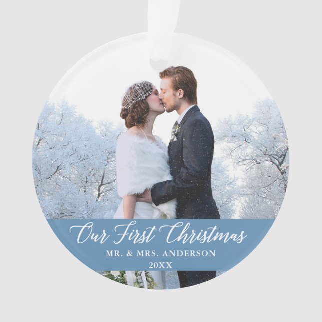 Adorno Elegante caligrafía Nuestra primera luz de Navidad (Anverso)