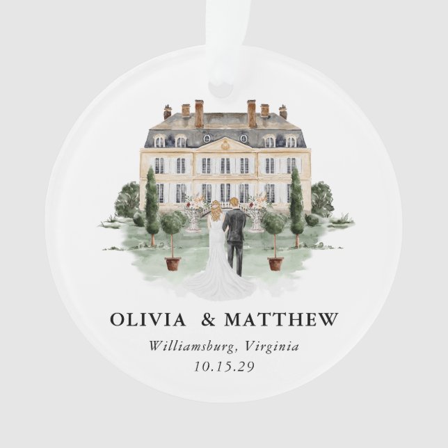 Adorno Elegante casa de campo Boda foto Keepsake (Anverso)