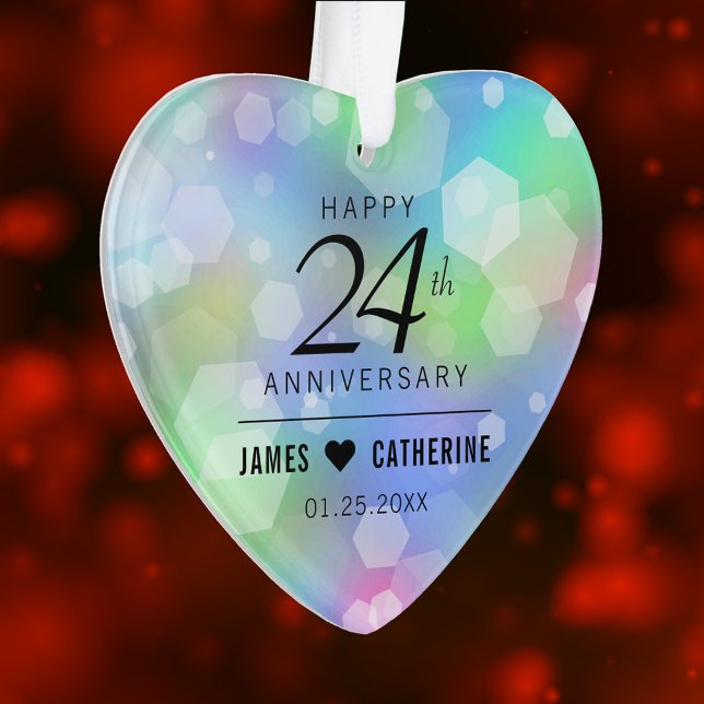 Adorno Elegante celebración del 24° Aniversario del Boda  (Elegant 24th Opal Wedding Anniversary Acrylic Ornament Cover Photo.)