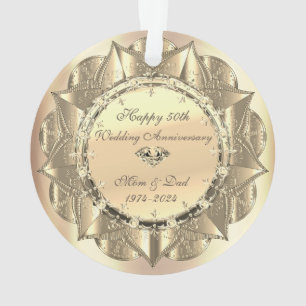Adorno Elegante de Oro Aniversario de Bodas número
