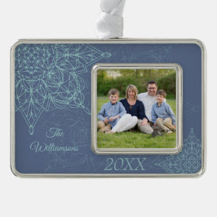 Adorno Elegante diseño de copo de nieve en azul