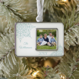 Adorno Elegante diseño de copos de nieve en Aqua