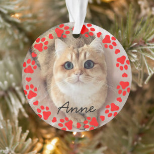 Adorno elegante fiesta de Navidad Foto de gato personaliz