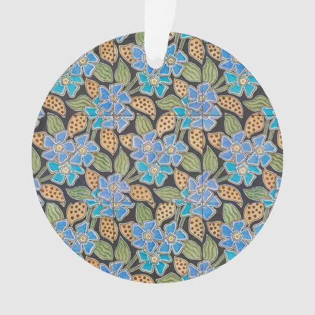 Adorno Elegante Flor Azul Periwinkle Floral Clásico (Anverso)