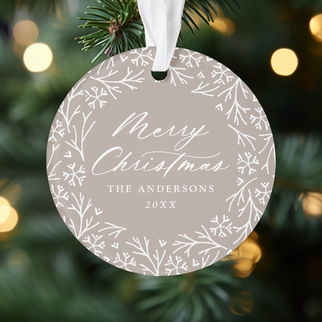 Adorno Elegante foto de Wreath Pale Taupe con copo de nie (Subido por el creador)