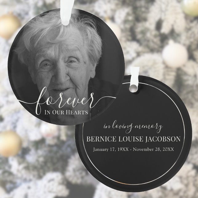 Adorno Elegante foto personalizada Keppsake conmemorativo (Photo Memorial In Loving Memory Ornament)