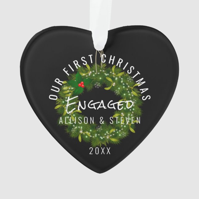 Adorno Elegante moderno Nuestra Primera Navidad Compromet (Reverso)