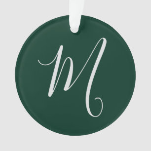 Adorno Elegante Moderno Plano Verde Oscuro Monograma de N