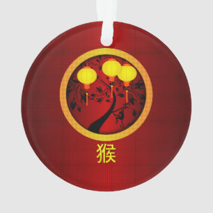 Adorno Elegante mono chino de Año Nuevo con linternas de 