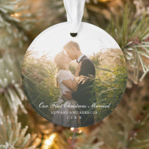 Adorno Elegante nuestra primera foto casada de Navidad re