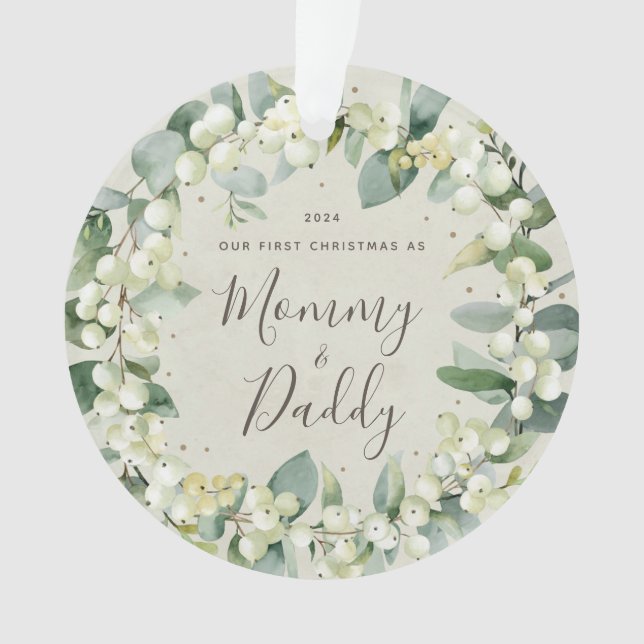 Adorno Elegante Nuestra Primera Navidad como Padres Foto (Anverso)