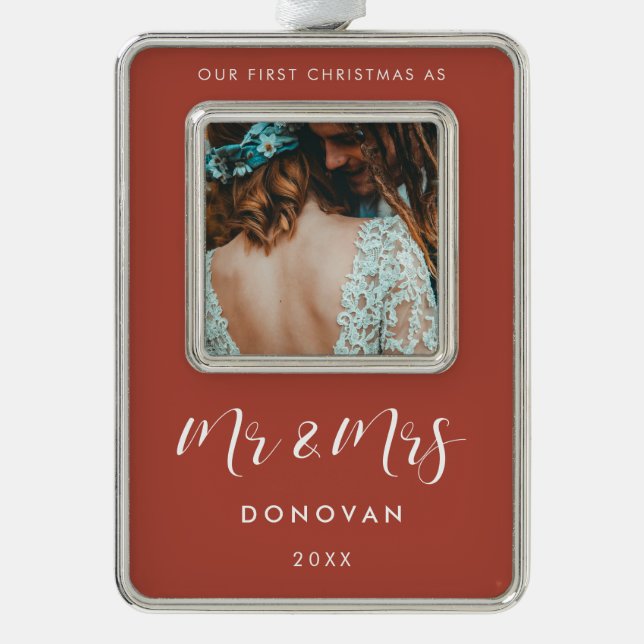 Adorno Elegante Nuestra Primera Navidad como Sr. y Sra. P (Anverso)