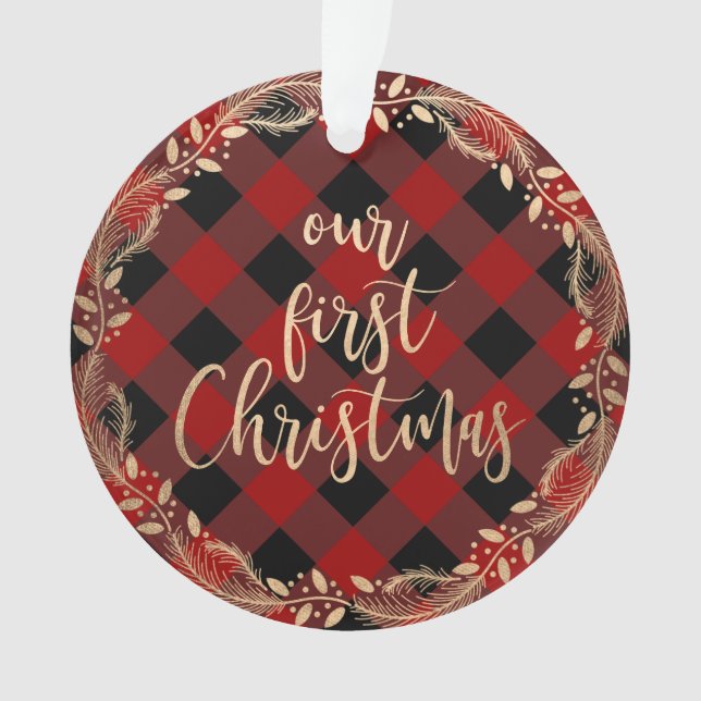 Adorno Elegante oro nuestra primera Navidad como Sr. y Sr (Anverso)